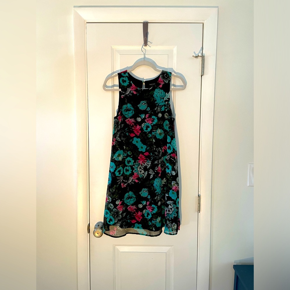 Kensie Black Blue Pink Floral Dress Mini XS